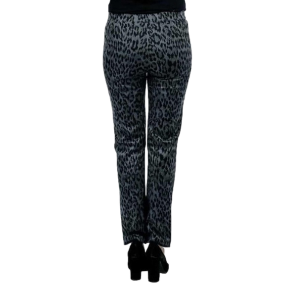 NEW Kim & Co Blue Leopard Stretch Skinny Pants (bin 1V) - Picture 2 of 4